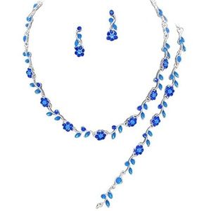 Bride Bridesmaid Royal Blue Vine Necklace Set